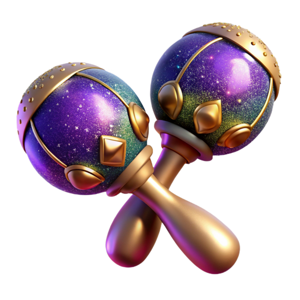 vibrant creative Maracas Isolated with Gourd Shape and Beads Inside high resolution png