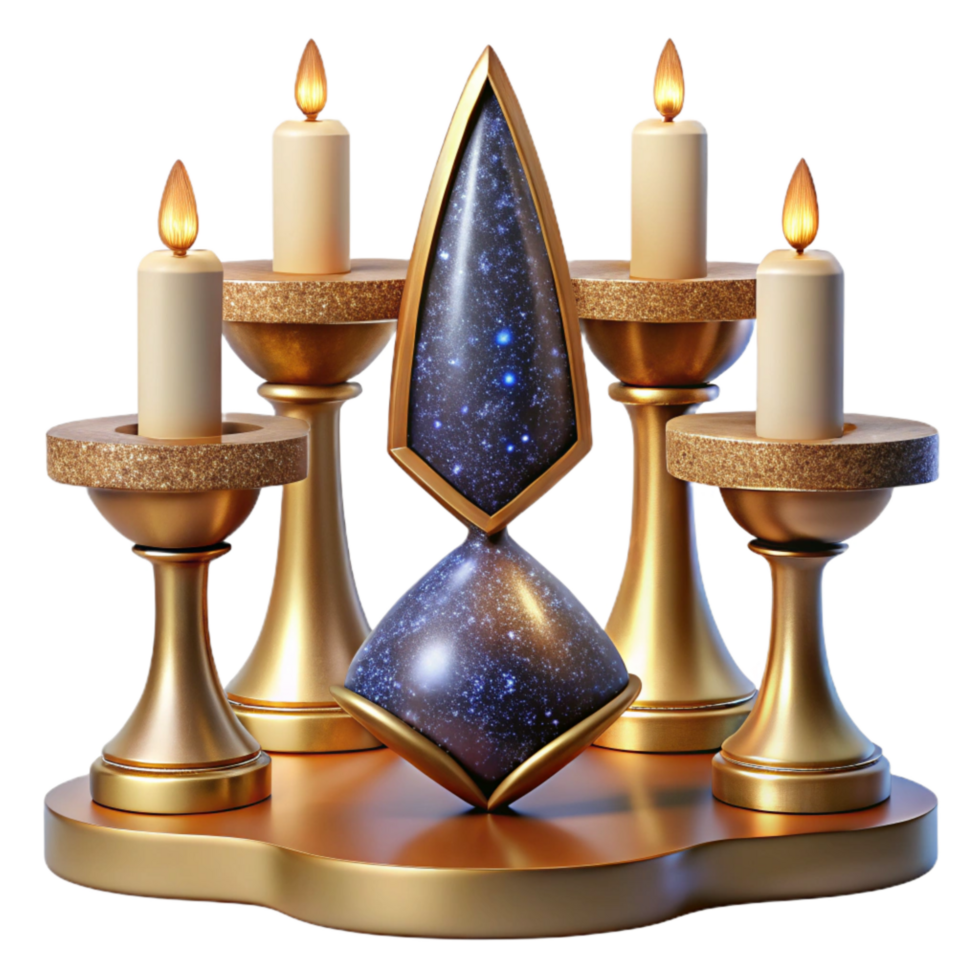 serene artistic Matching Candlesticks Wooden Material Symmetrical Arrangement Isolated Element professional png
