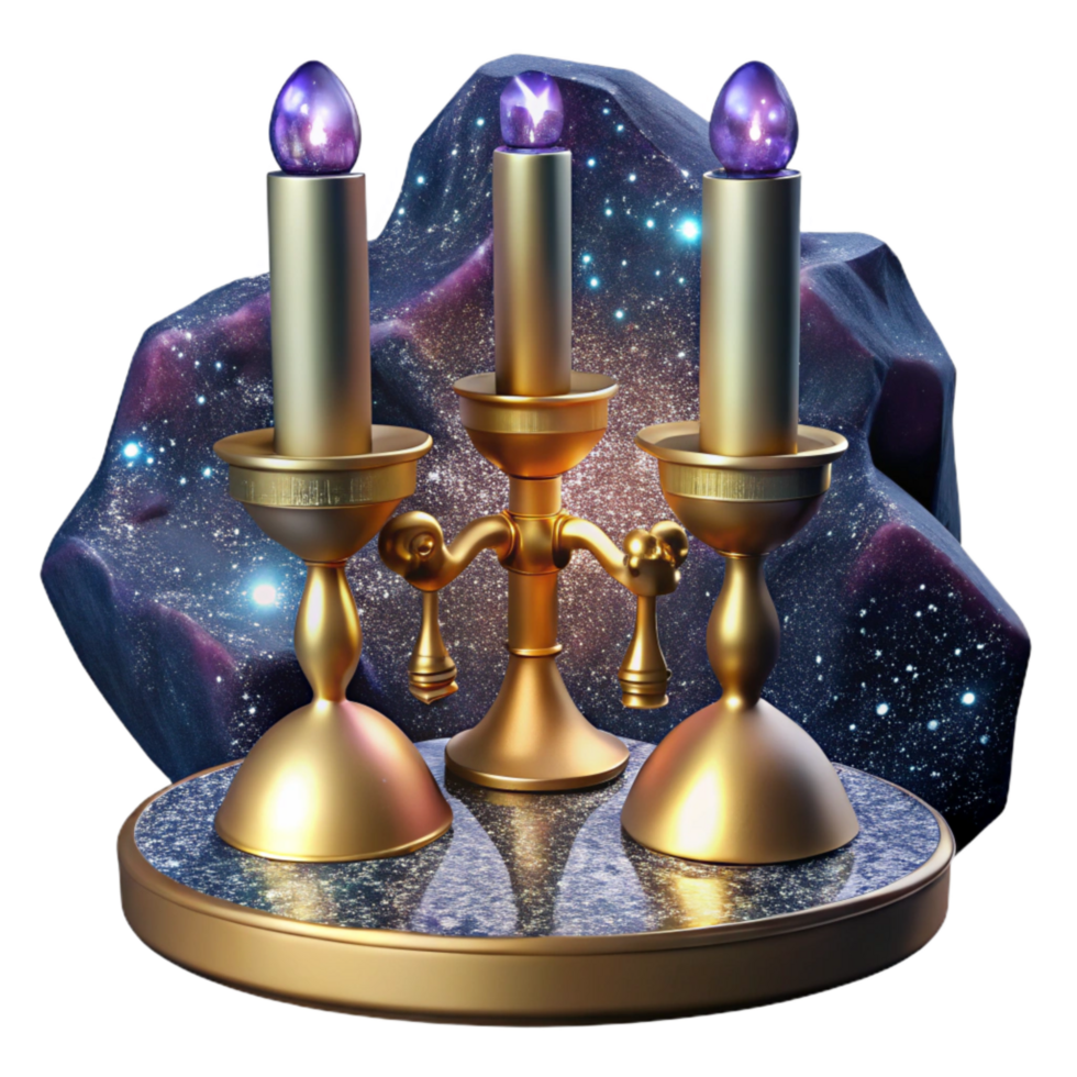 beautiful traditional Matching Candlesticks Metal Material Symmetrical Placement Isolated high resolution png