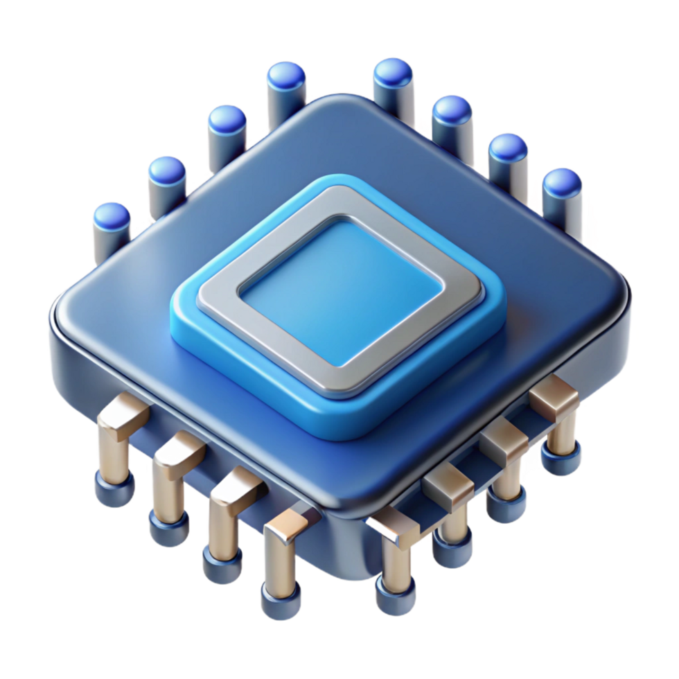 beautiful industrial Microchip with intricate circuitry NO BACKGROUND with Transparent Background. artisan png