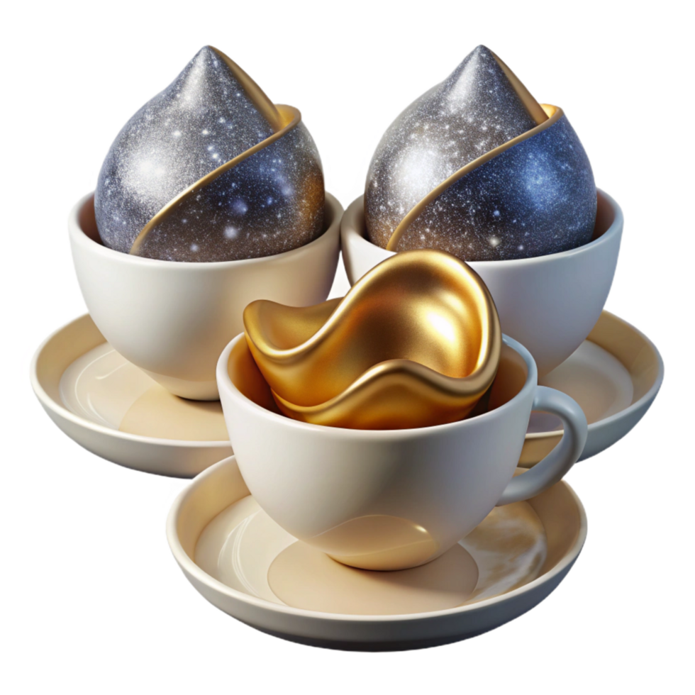 elegant classic Matching Teacups Plain White Symmetrical Placement Cutout premium png
