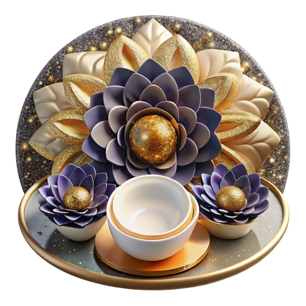 stunning rustic Matching Plates Floral Pattern Symmetrical Arrangement Isolated Element authentic png