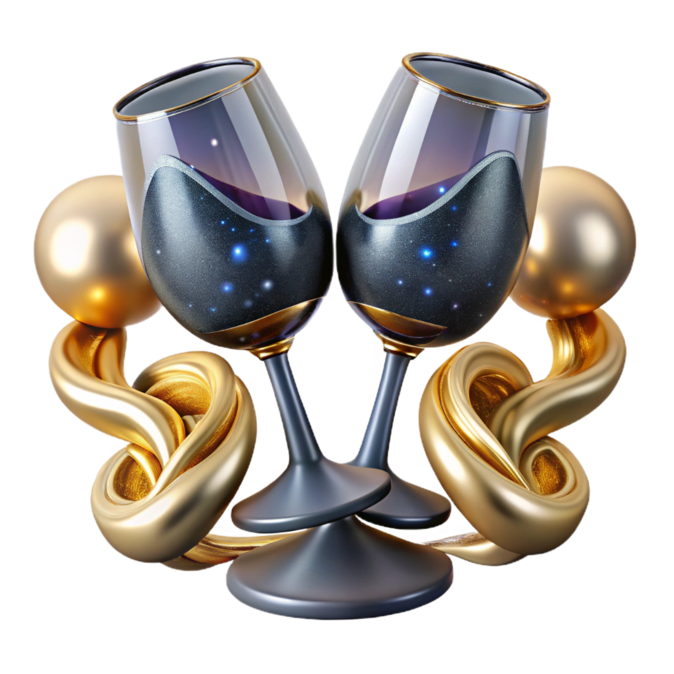 stunning abstract Matching Wine Glasses Elegant Style Symmetrical Arrangement Isolated exclusive png