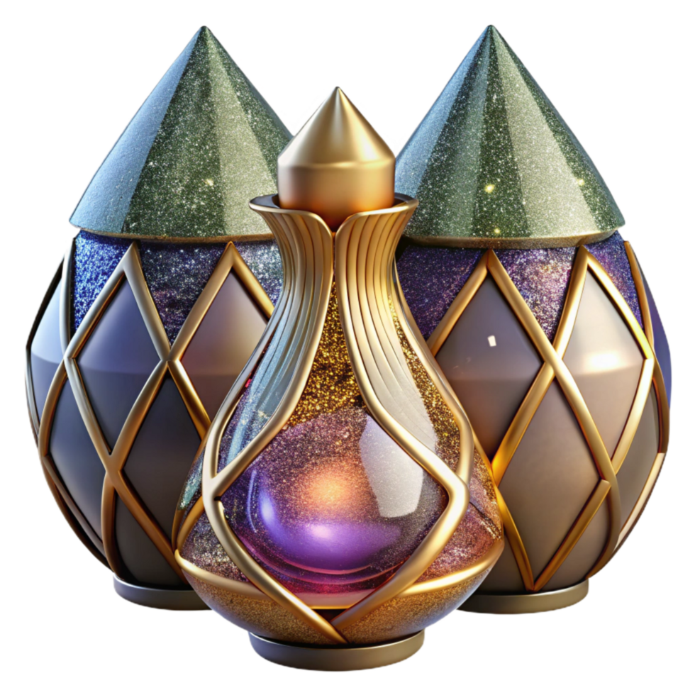 dramatic vintage Matching Vases Glass Material Symmetrical Design Cutout high quality png