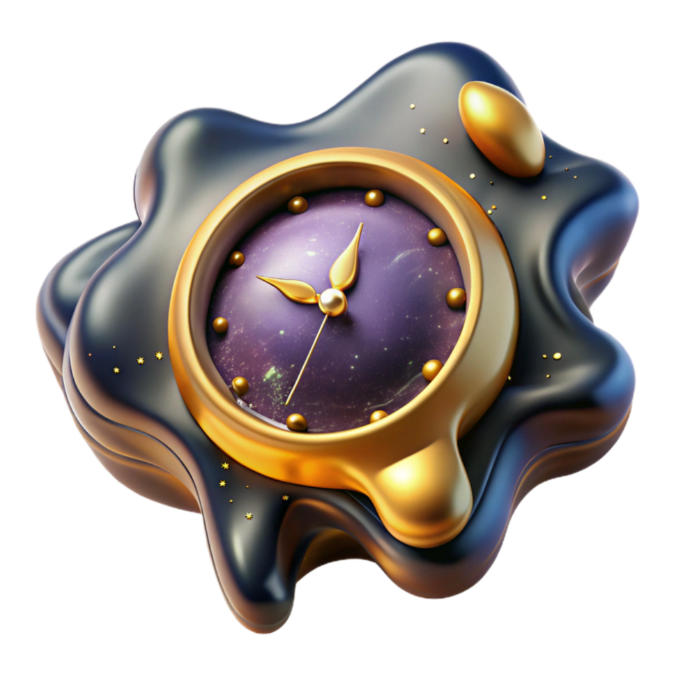 serene vintage Melting Clock Abstract Style Isolated Element high resolution png