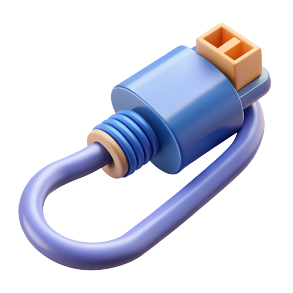 captivating modern Ethernet cable with RJ45 connector NO BACKGROUND with Transparent Background. fine detail png
