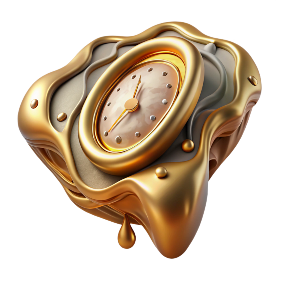 vibrant modern Melting Clock Dali Style Isolated Element original png