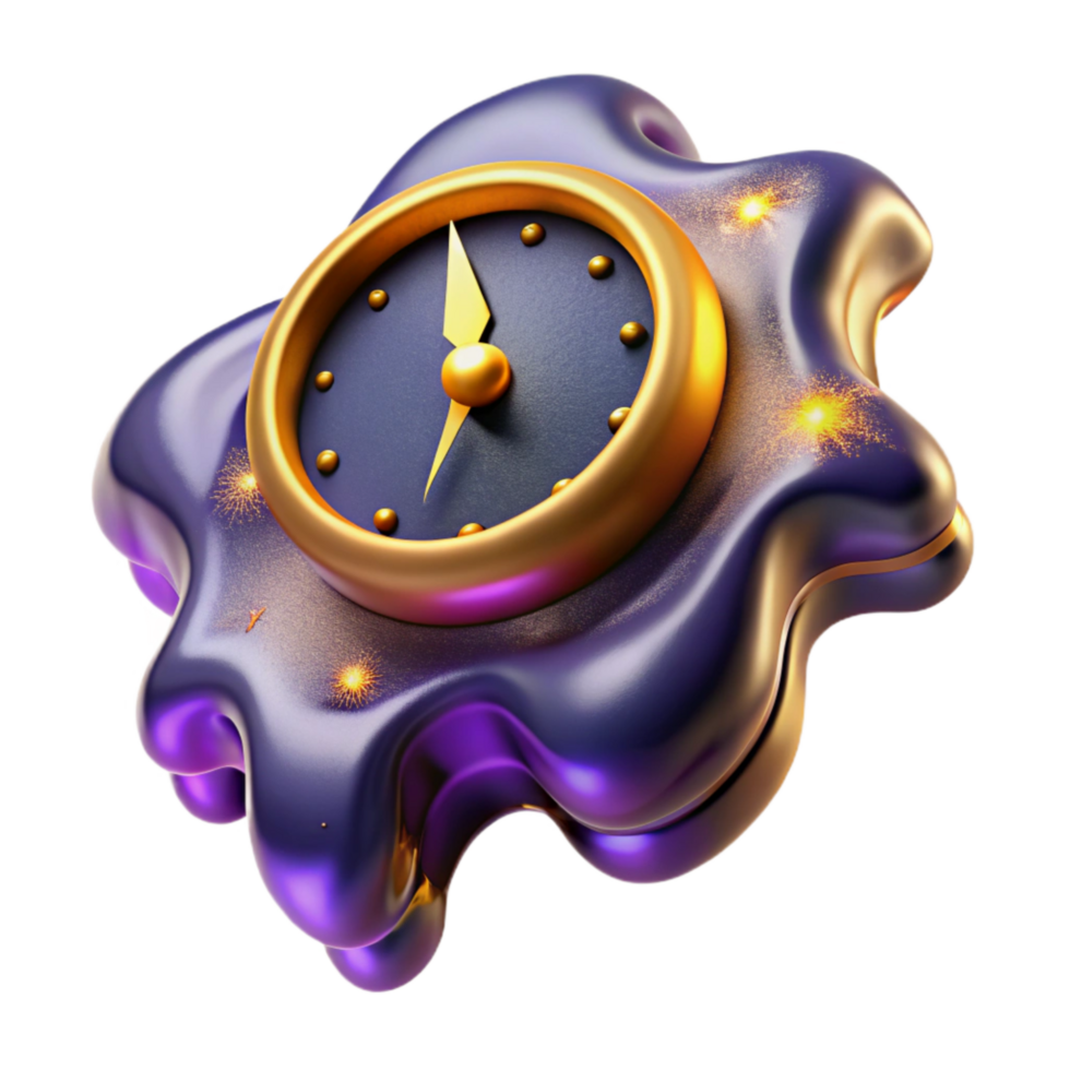 beautiful traditional Melting Clock Surreal Style Isolated detailed png