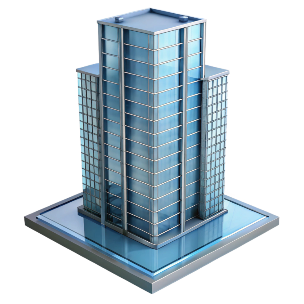 acclaimed victorian Modern skyscraper, glass and steel, NO BACKGROUND with Transparent Background. premium png