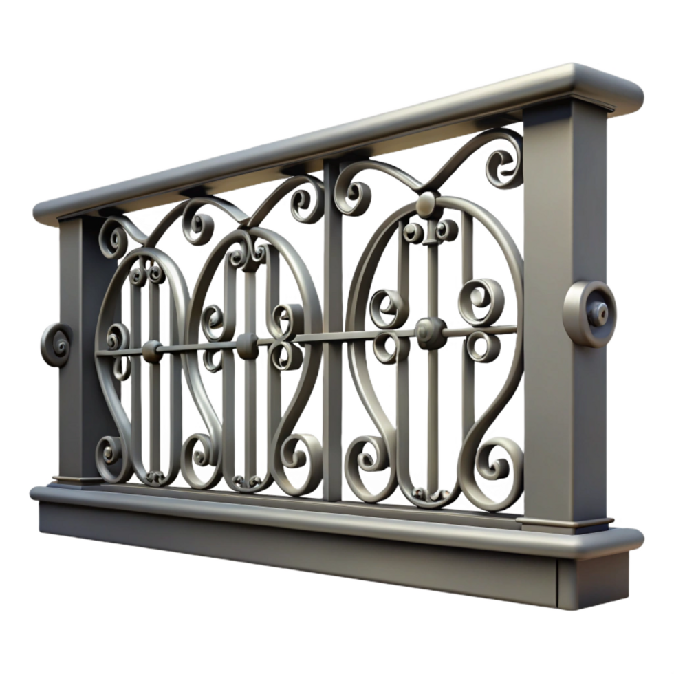 dynamic picturesque Balcony railing, iron, decorative, NO BACKGROUND with Transparent Background. top-tier png