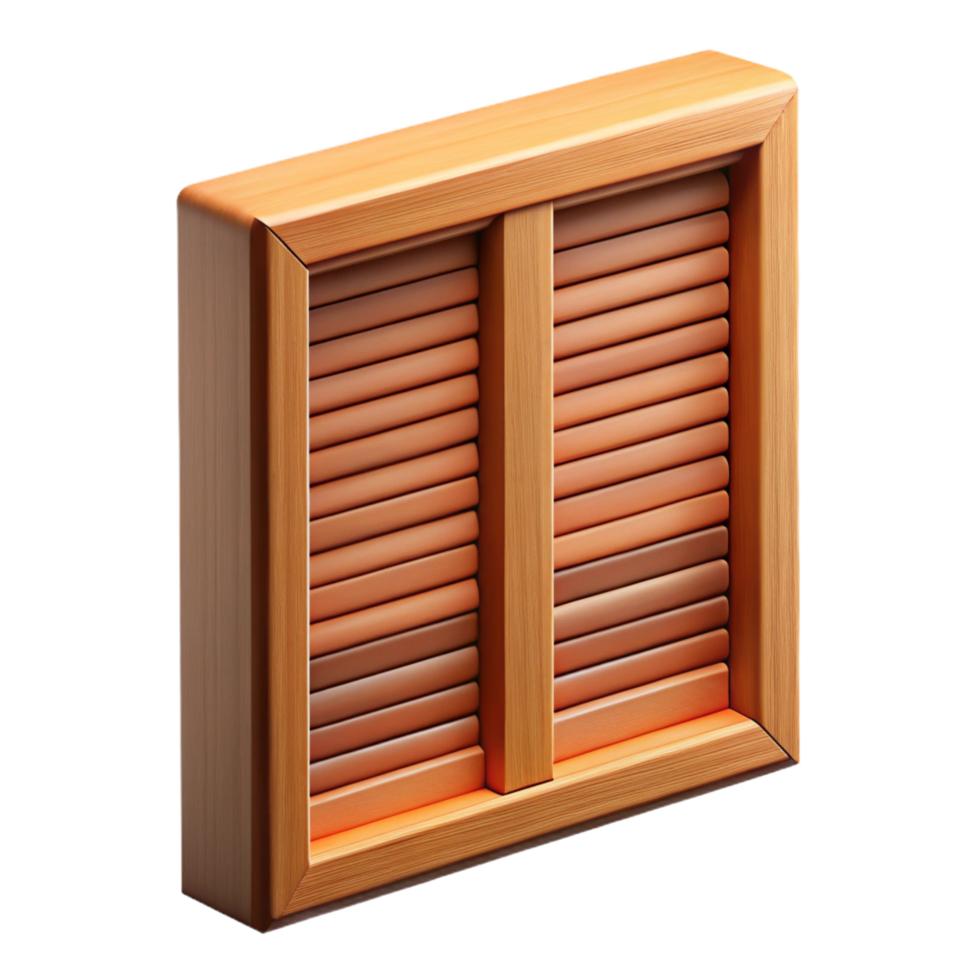 dramatic minimalist Window shutter, wooden, louvered, NO BACKGROUND with Transparent Background. artisan png