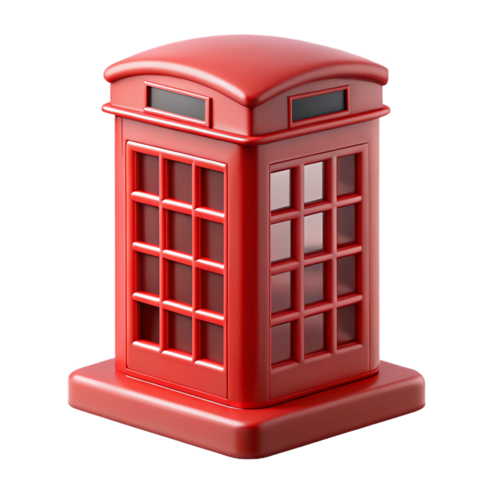 acclaimed contemporary Telephone booth, red, British style, NO BACKGROUND with Transparent Background. 4K png