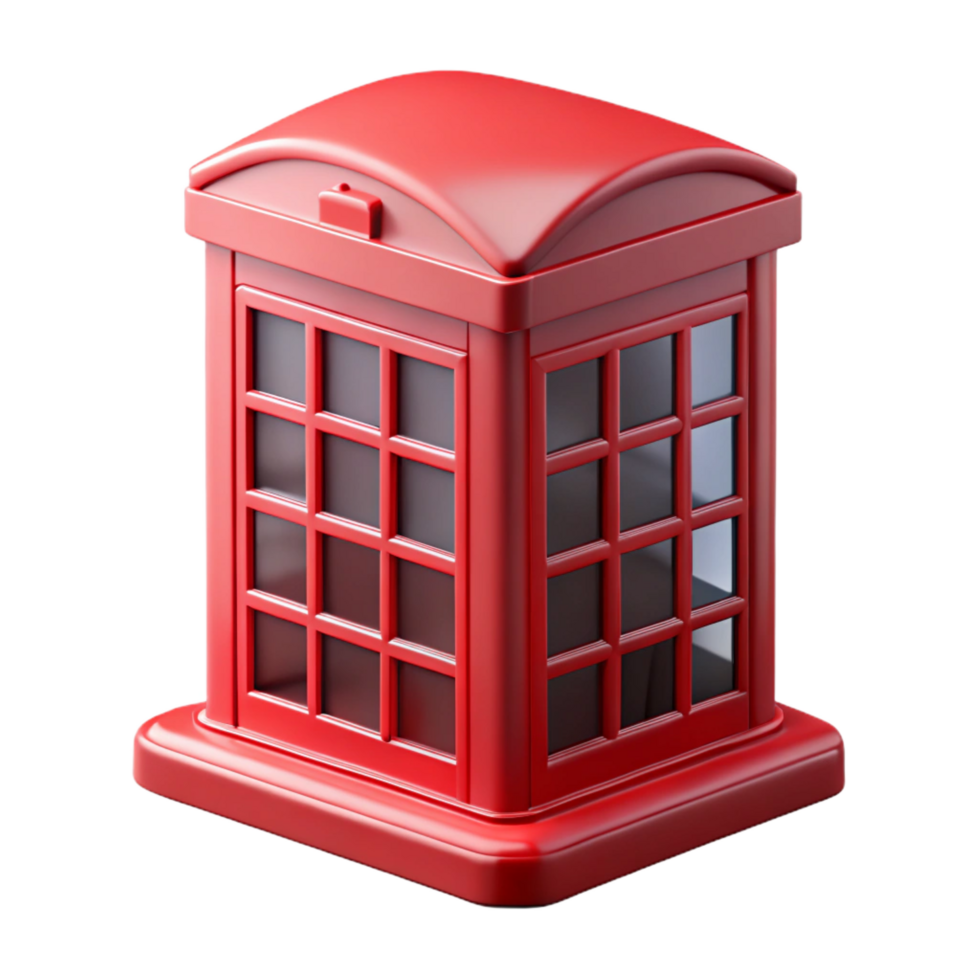 enchanting avant-garde Telephone booth, red, British style, NO BACKGROUND with Transparent Background. studio quality png