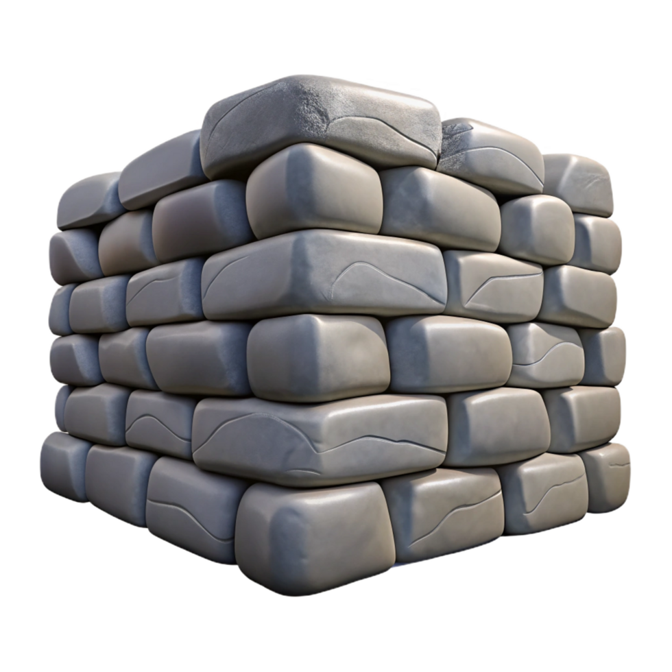 elegant acclaimed Stone wall, dry stacked, NO BACKGROUND with Transparent Background. png