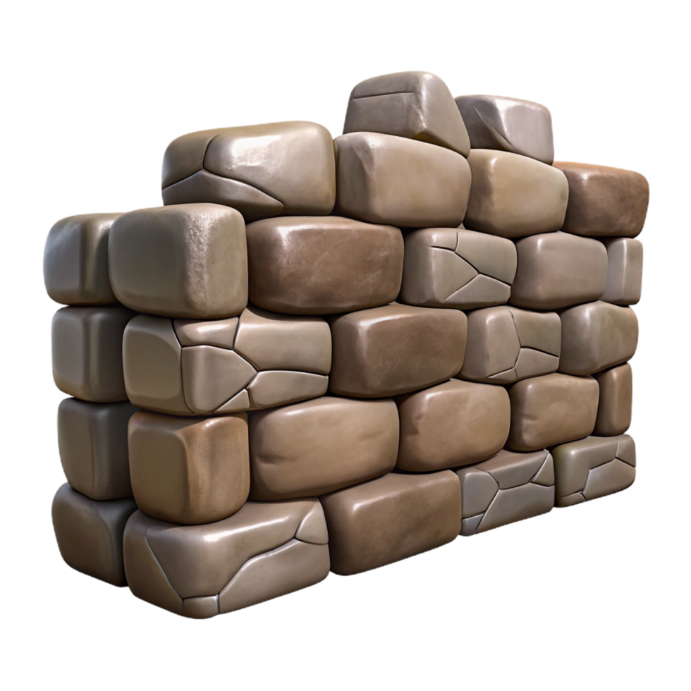 beautiful classic Stone wall, dry stacked, NO BACKGROUND with Transparent Background. high quality png