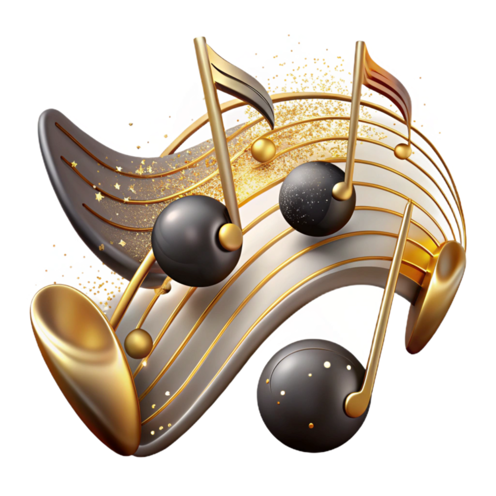 serene contemporary Musical Notes Isolated on Transparent Background with Staff Lines exclusive png