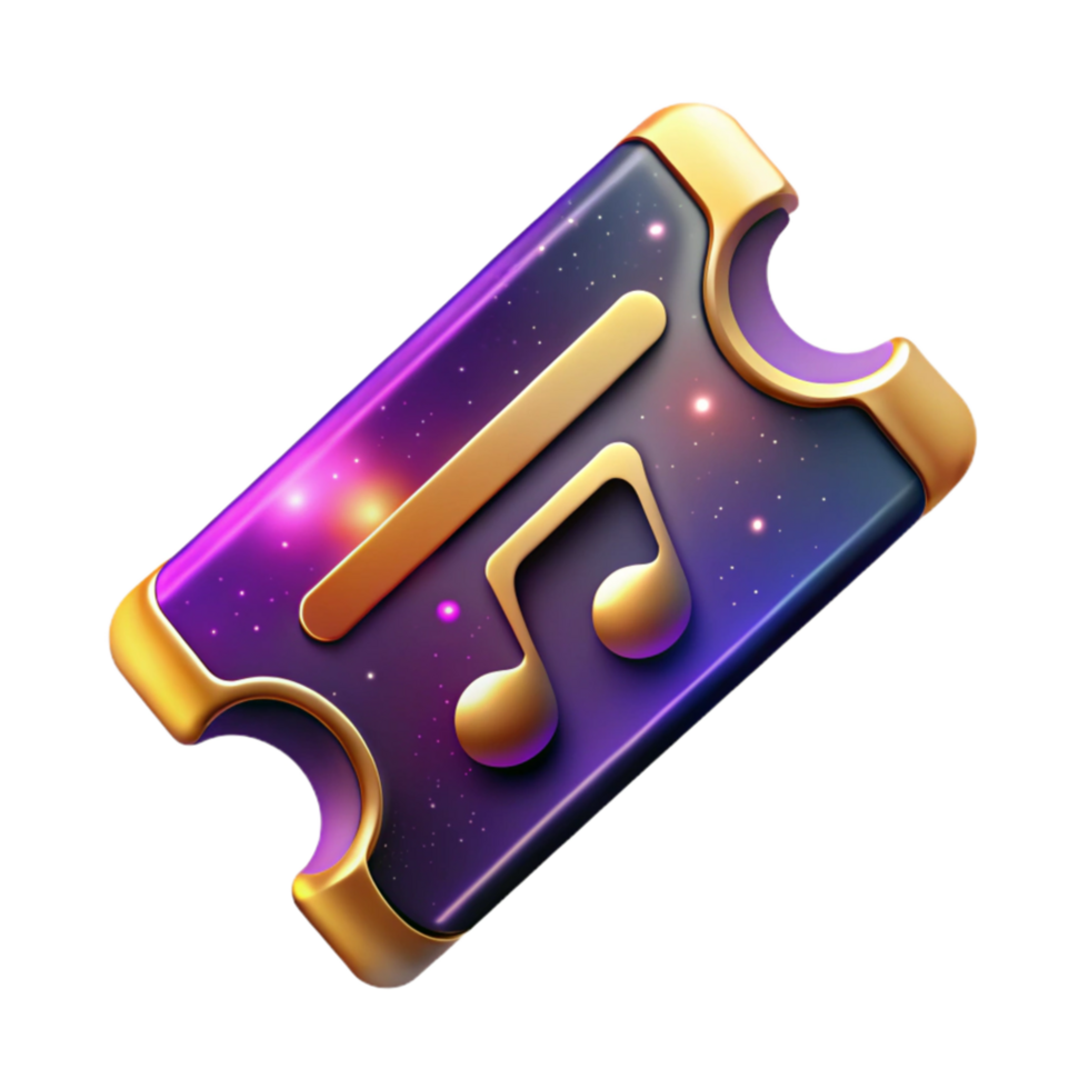 stunning artistic Music Festival Ticket Isolated with Colorful Design Transparent Background premium png