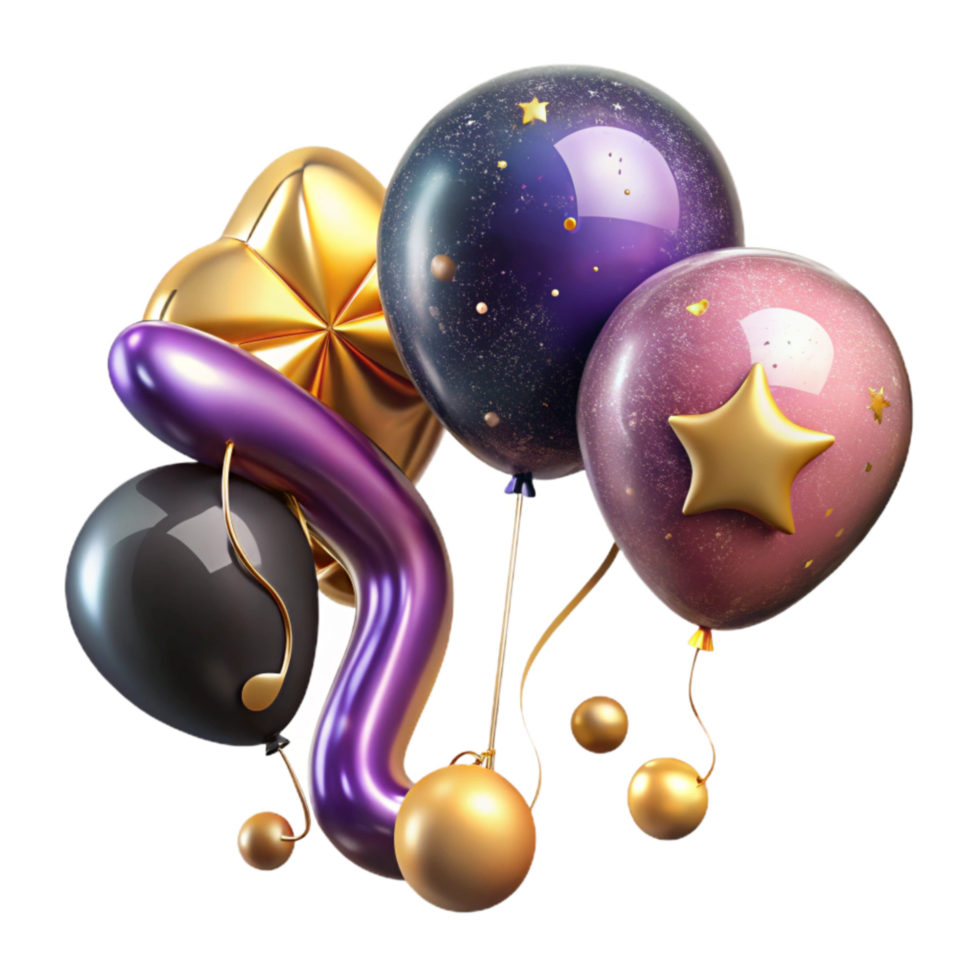 elegant abstract Music Note Balloons Isolated with Festive Colors Transparent Background high resolution png