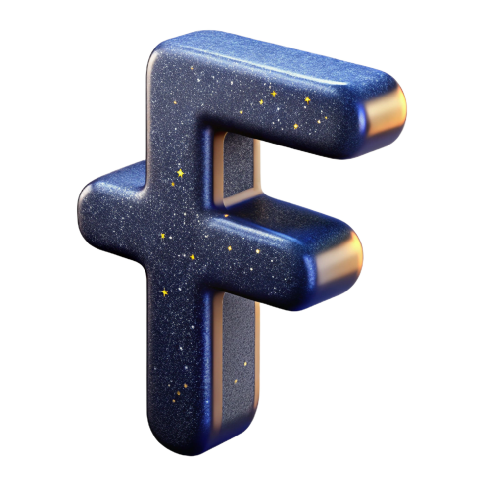 vibrant modern Navy Blue Sans Serif Font Letter F Isolated on Transparent Background high quality png