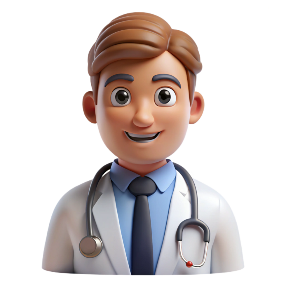 calm alluring Doctor with a stethoscope, NO BACKGROUND with Transparent Background. refined png