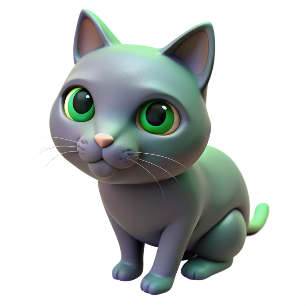 dynamic wonderful Cat with green eyes, NO BACKGROUND with Transparent Background. handcrafted png