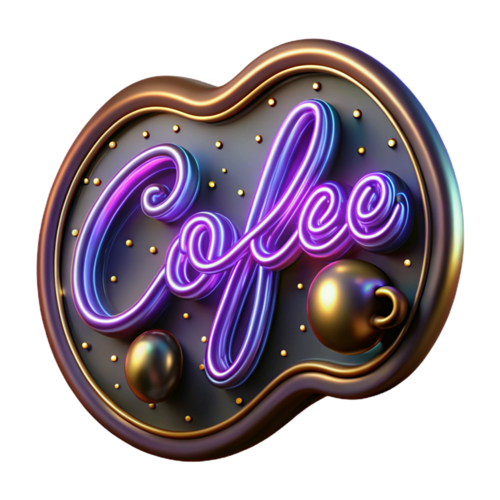 extraordinary artistic Neon Sign Coffee Isolated Transparent Background genuine png