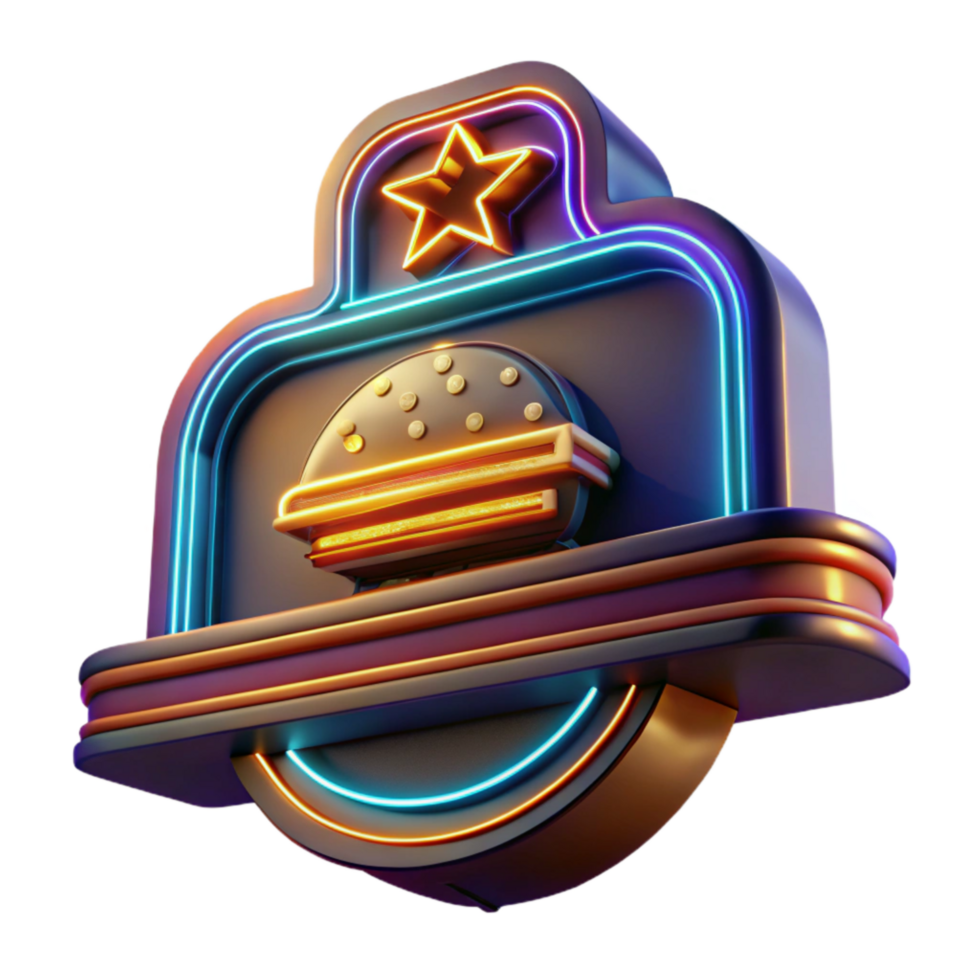 magnificent abstract Neon Sign Diner Isolated on Transparent Background high quality png