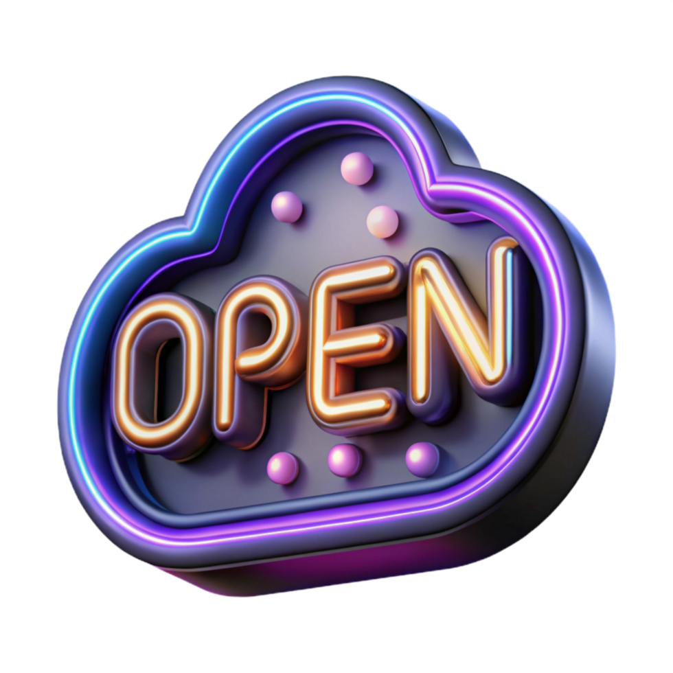 stunning creative Neon Sign Open Isolated Transparent Background high quality png