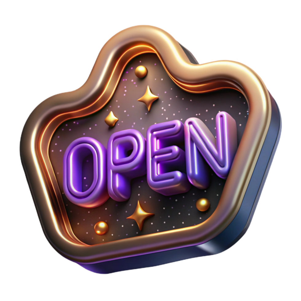vibrant rustic Neon Sign Open Isolated Transparent Background exclusive png