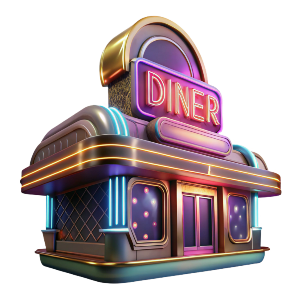 serene abstract Neon Sign Retro Diner Cutout Transparent Background premium png