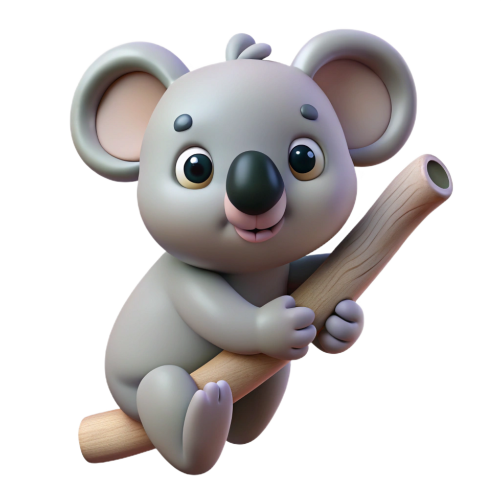 celebrated coastal A koala bear, clinging to a branch branch not visible. NO BACKGROUND with Transparent Background. artisan png