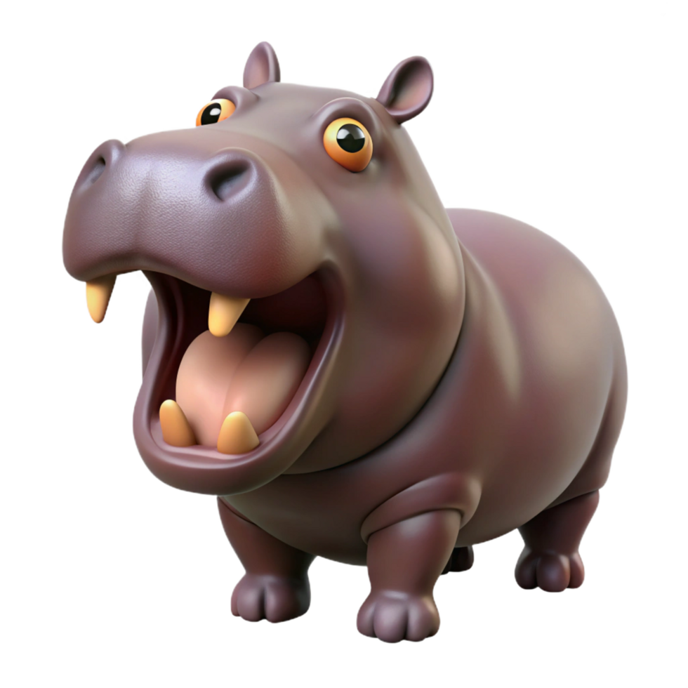 breathtaking exceptional A hippopotamus, mouth open. NO BACKGROUND with Transparent Background. png
