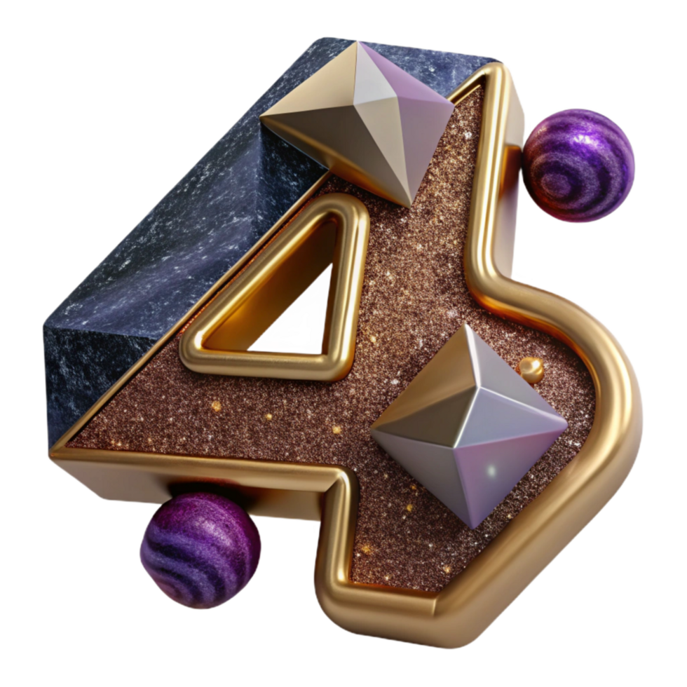 impressive rustic Number Four Cutout Geometric Design premium png