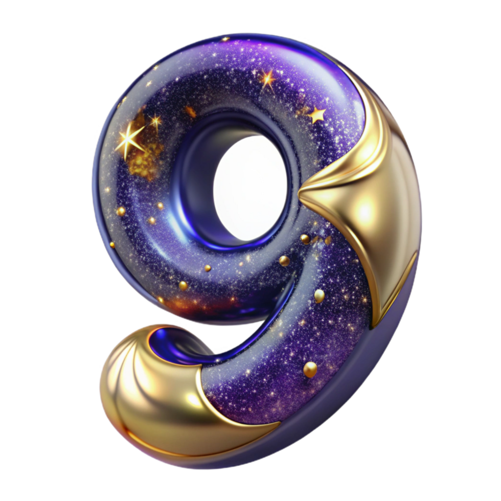 serene artistic Number Nine Transparent Background Curved Shape genuine png