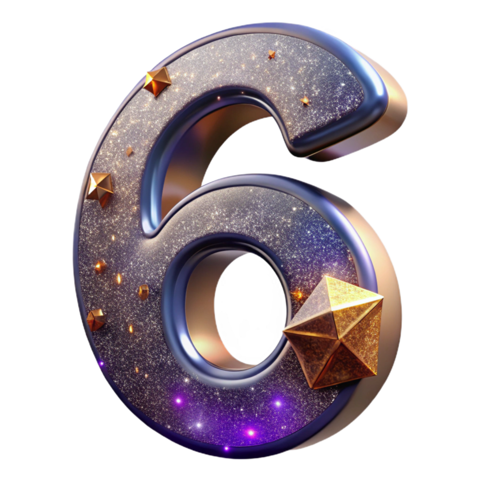 magnificent classic Number Six Transparent Background Shadow Effect authentic png
