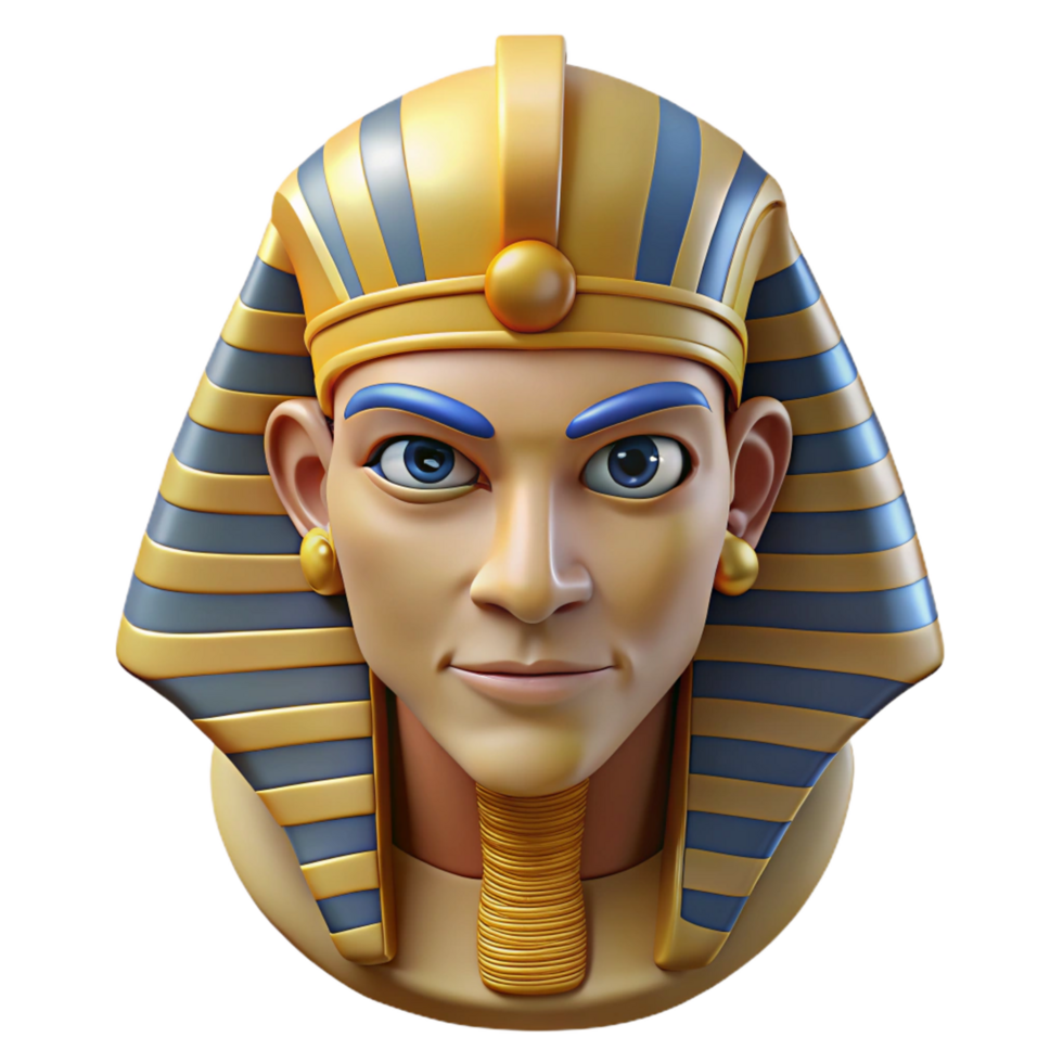 dazzling mysterious minimalist A majestic Egyptian pharaoh's mask. NO BACKGROUND with Transparent Background. detailed png