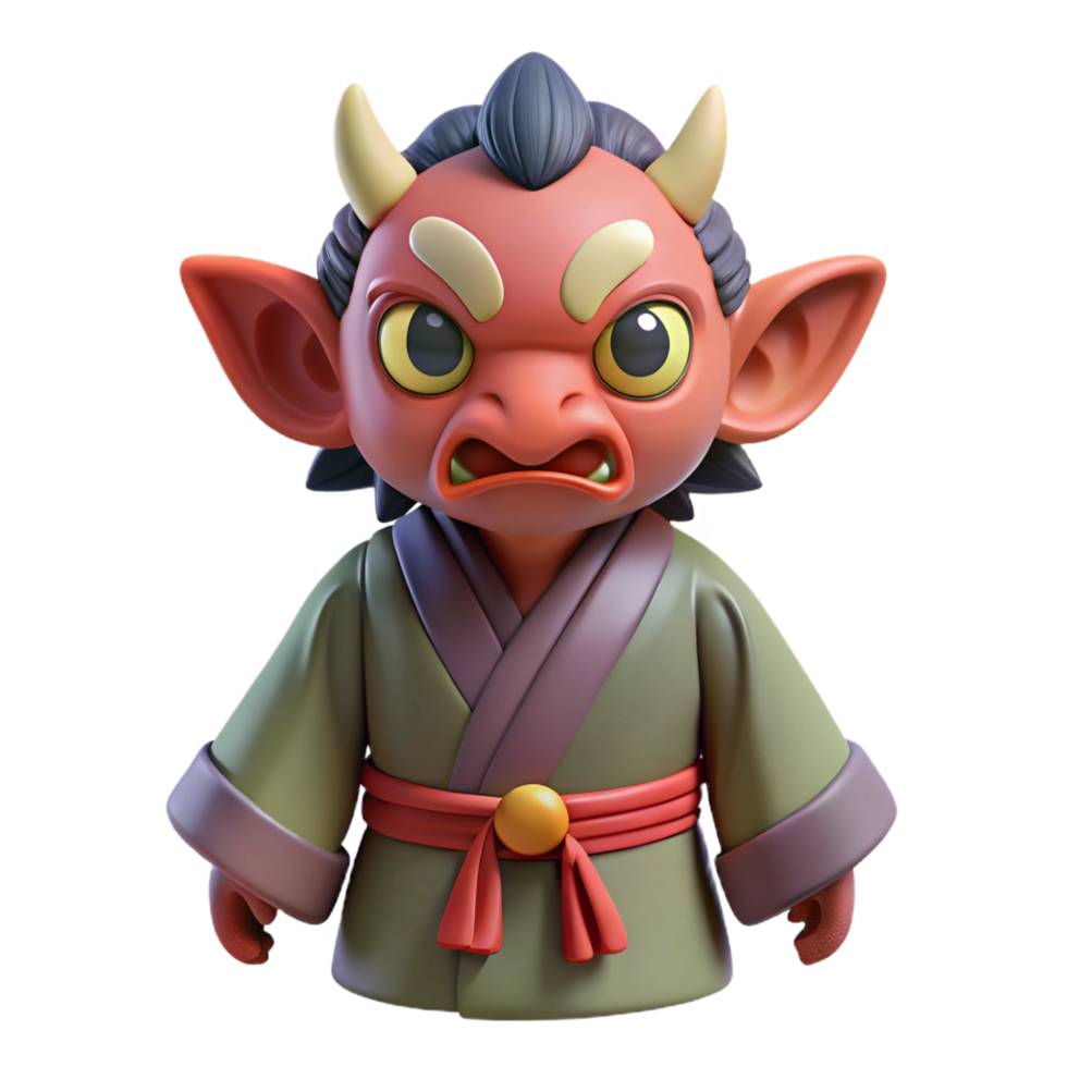 dramatic contemporary A Tengu, Japanese goblin. NO BACKGROUND with Transparent Background. professional png