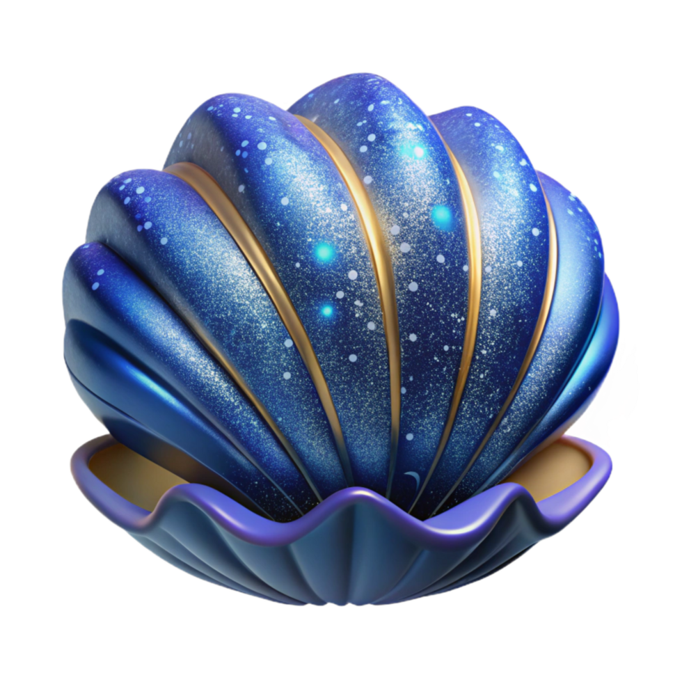 impressive minimalist Ocean Blue Seashell Isolated detailed png