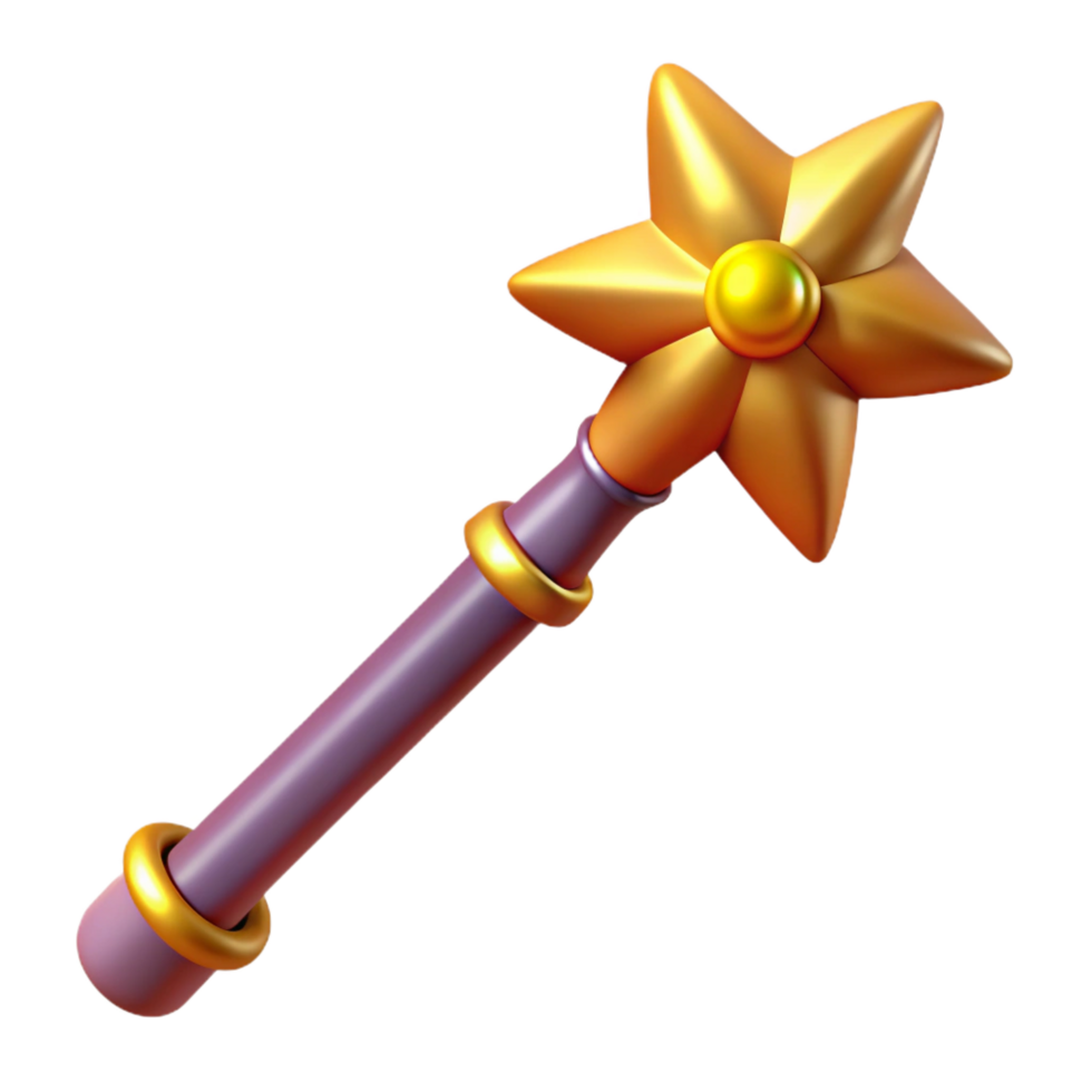 dynamic fascinating A magic wand with intricate details. NO BACKGROUND with Transparent Background. fine detail png