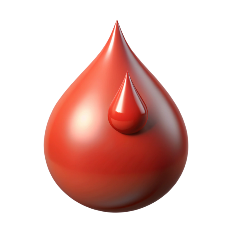dramatic magnificent A stylized, dripping blood droplet, NO BACKGROUND with Transparent Background. perfect clarity png