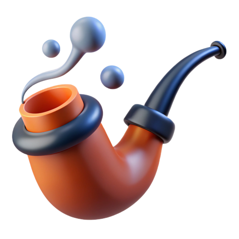 alluring elegant A stylized, smoking pipe, NO BACKGROUND with Transparent Background. fine detail png