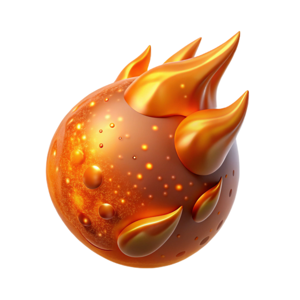 magnificent abstract Orange Fireball with Embers Flying Out Transparent high quality png