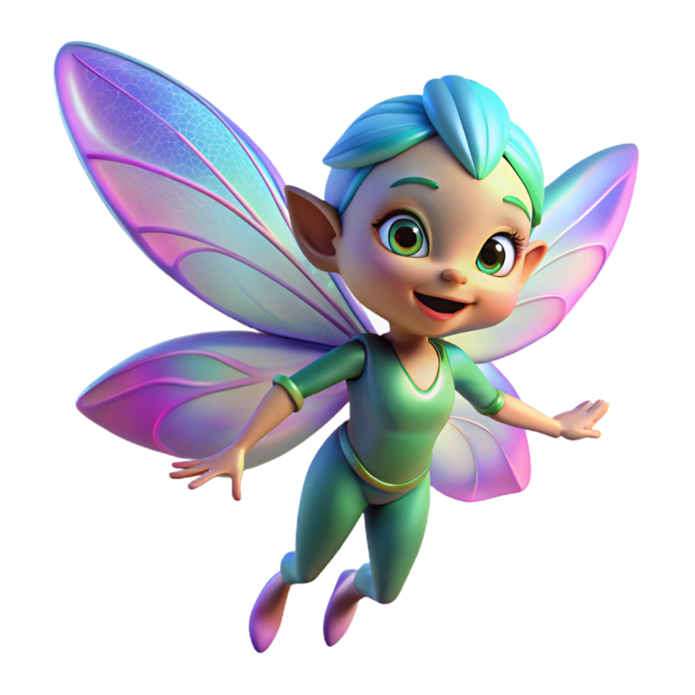 distinguished urban A mischievous pixie, fluttering its iridescent wings. NO BACKGROUND with Transparent Background. sharp png
