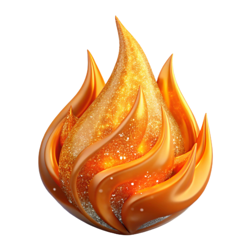 elegant creative Orange Flame Fractal Fire Element Transparent Background high resolution png