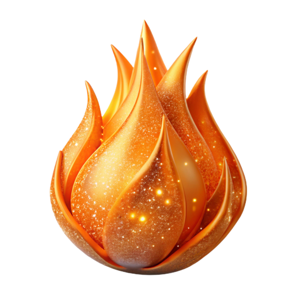 beautiful abstract Orange Flame Fractal Fire Element Transparent Background premium png