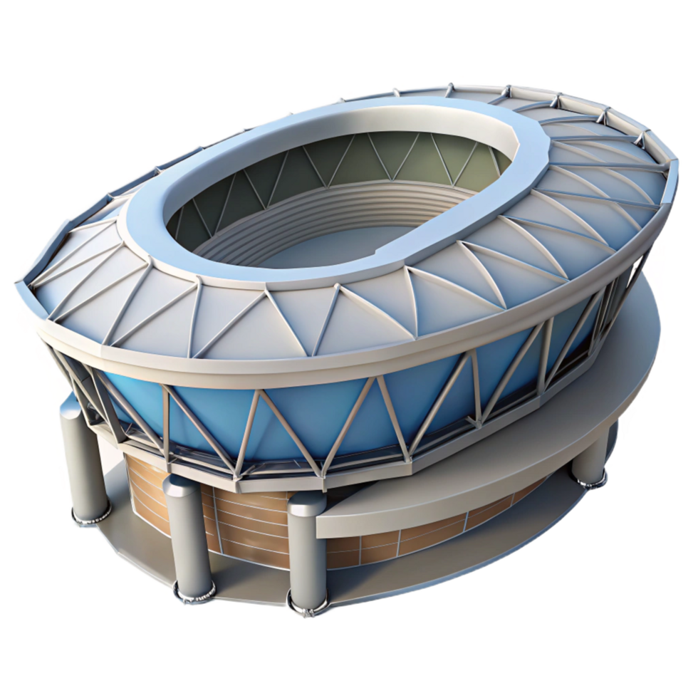 distinctive abstract Modern stadium roof retractable mechanism, NO BACKGROUND with Transparent Background. studio quality png