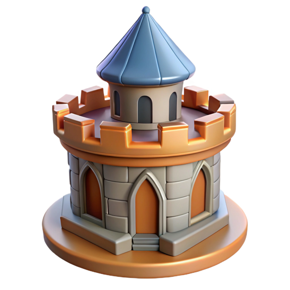 dramatic playful nordic Medieval castle turret rooftop crenellation, NO BACKGROUND with Transparent Background. luxury png