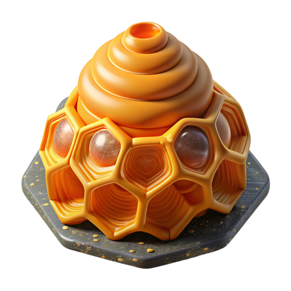 dramatic rustic Orange Honeycomb Fractal Beehive Isolated authentic png