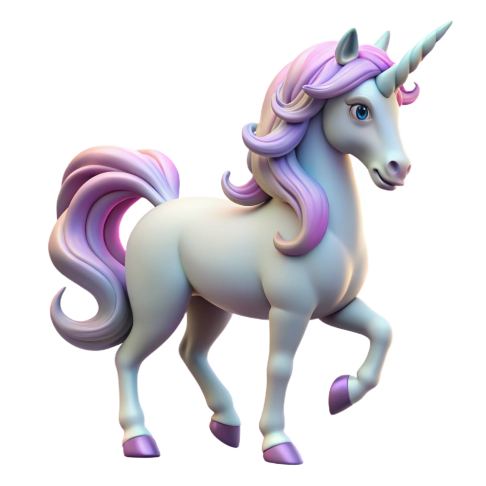 dreamy splendid A majestic unicorn with a spiraling horn and flowing mane. NO BACKGROUND with Transparent Background. 8K png