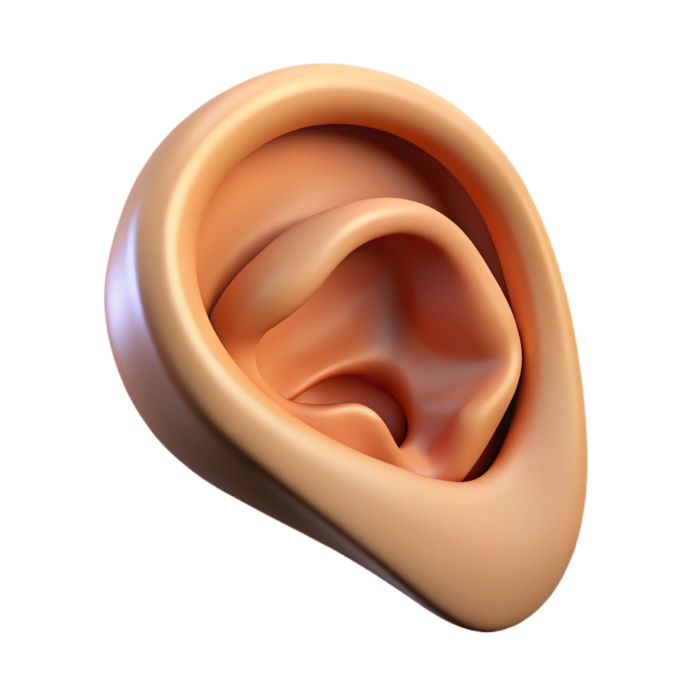 dramatic unparalleled A single, detailed illustration of a human ear with pointed tip. NO BACKGROUND with Transparent Background. png